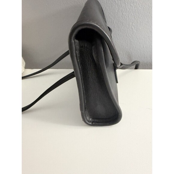 Rare Vintage Coach Black Leather Laurie Double Strap Flap Shoulder Bag 9032 - Picture 5 of 10